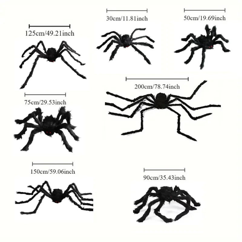 Giant Plush Black Spider - Halloween Decoration Party Prop 30-200cm - ZOOMNSTORE