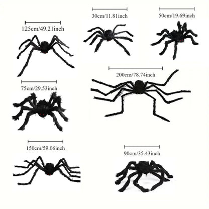Giant Plush Black Spider - Halloween Decoration Party Prop 30-200cm - ZOOMNSTORE
