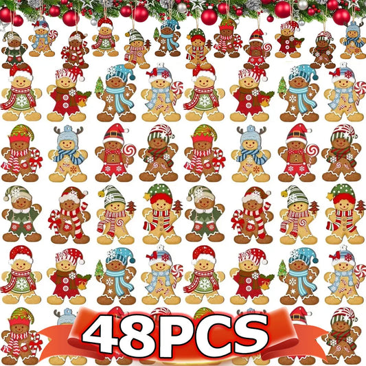 Gingerbread Man Ornaments - Cute Wooden Christmas Tree Decorations - ZOOMNSTORE