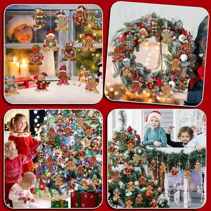 Gingerbread Man Ornaments - Cute Wooden Christmas Tree Decorations - ZOOMNSTORE