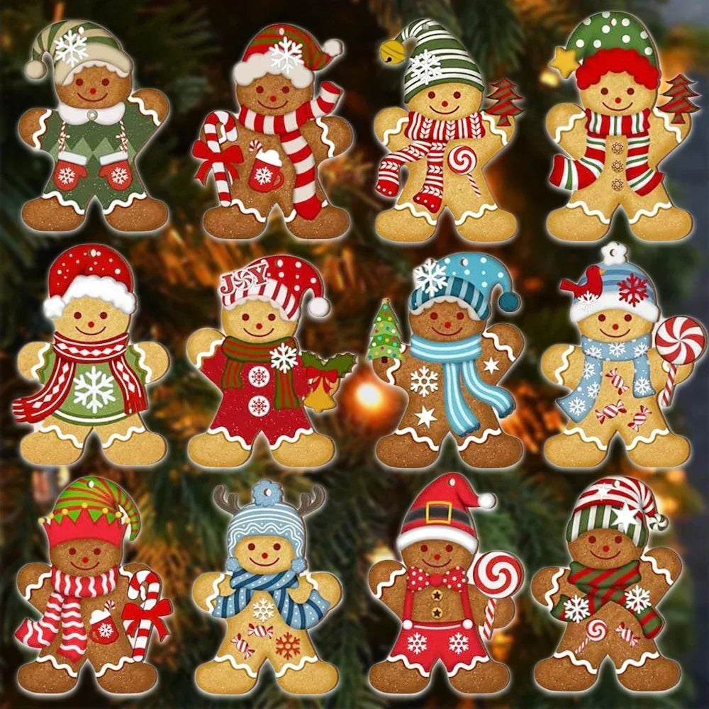 Gingerbread Man Ornaments - Cute Wooden Christmas Tree Decorations - ZOOMNSTORE