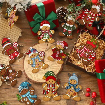 Gingerbread Man Ornaments - Cute Wooden Christmas Tree Decorations - ZOOMNSTORE