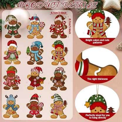 Gingerbread Man Ornaments - Cute Wooden Christmas Tree Decorations - ZOOMNSTORE