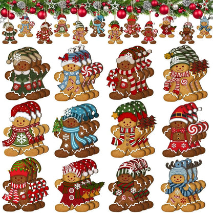 Gingerbread Man Ornaments - Cute Wooden Christmas Tree Decorations - ZOOMNSTORE