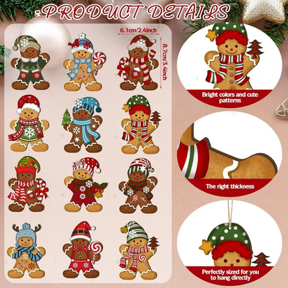 Gingerbread Man Ornaments - Cute Wooden Christmas Tree Decorations - ZOOMNSTORE