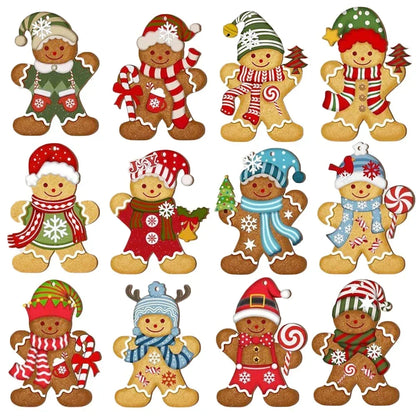 Gingerbread Man Ornaments - Cute Wooden Christmas Tree Decorations - ZOOMNSTORE