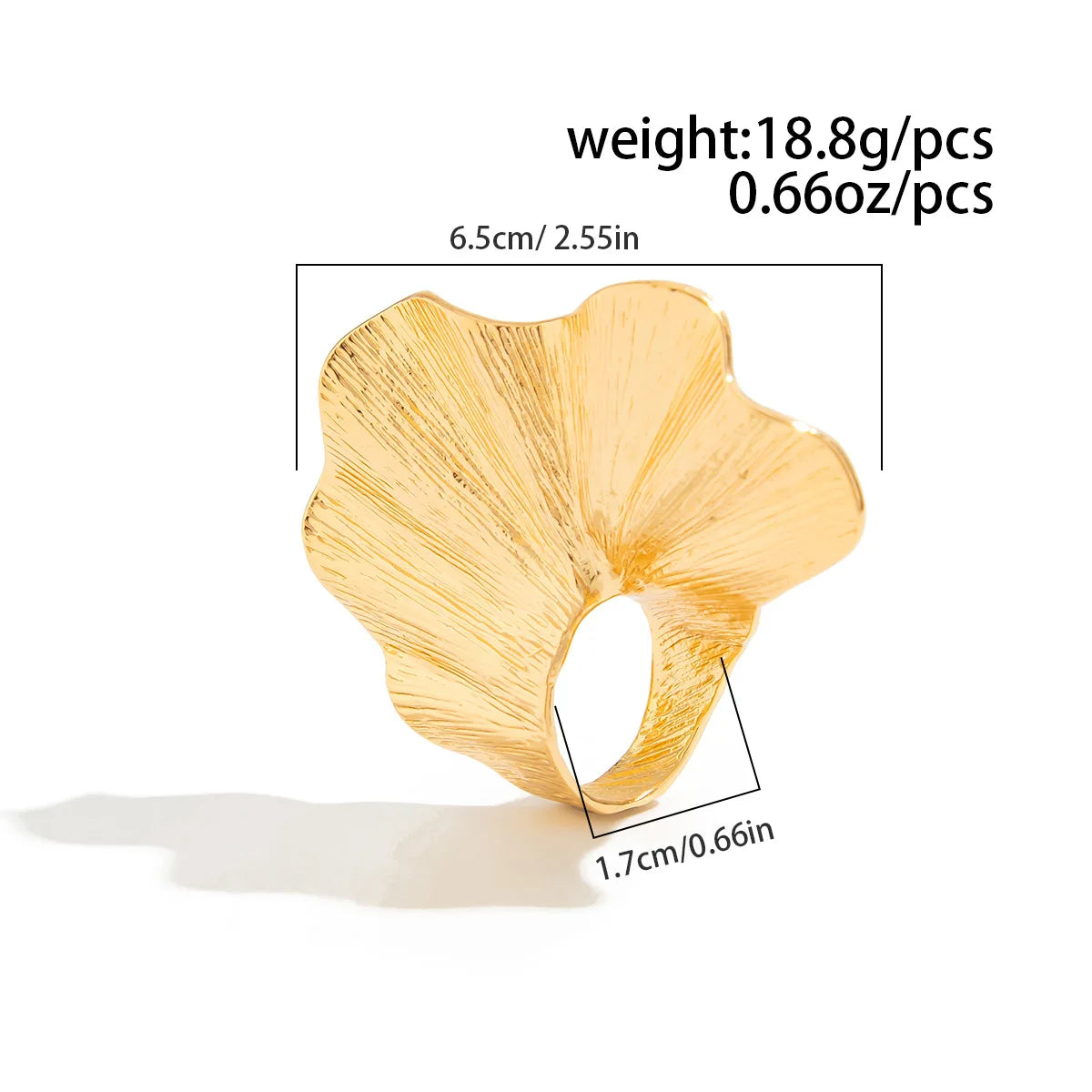 Ginkgo Leaf Ring – Classic Metal Finger Ring With 14k Gold Plating For Women & Men - ZOOMNSTORE