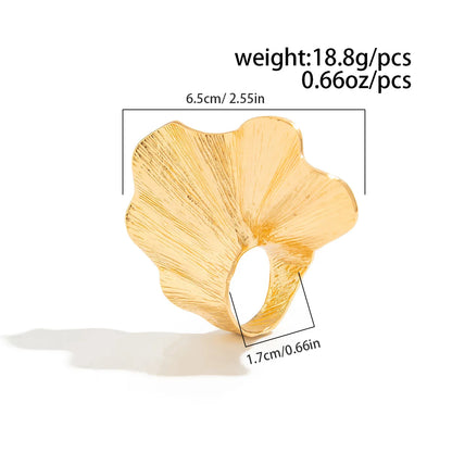 Ginkgo Leaf Ring – Classic Metal Finger Ring With 14k Gold Plating For Women & Men - ZOOMNSTORE