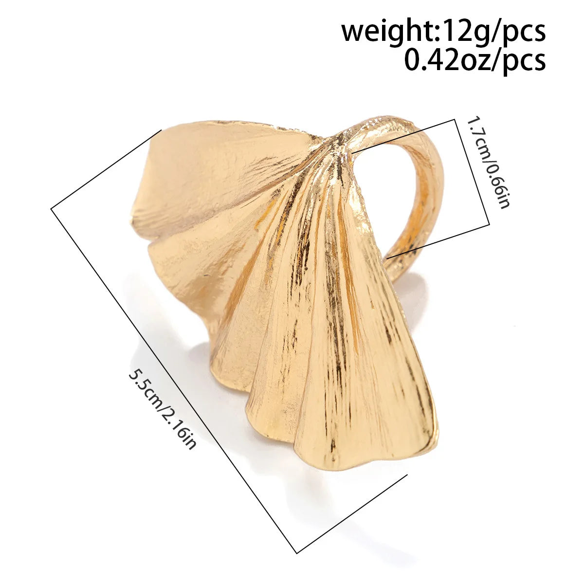 Ginkgo Leaf Ring – Classic Metal Finger Ring With 14k Gold Plating For Women & Men - ZOOMNSTORE