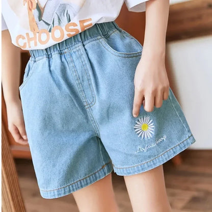 Girls Embroidered Denim Shorts - Summer Fashion 3-10Y - ZOOMNSTORE