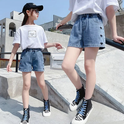 Girls Embroidered Denim Shorts - Summer Fashion 3-10Y - ZOOMNSTORE