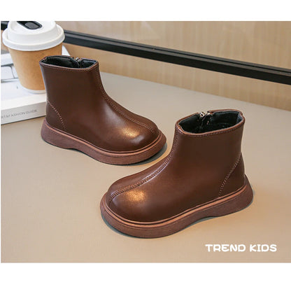 Girls Ankle Boots – Kids Leather Waterproof Fashion Boots With Zipper Closure - ZOOMNSTORE