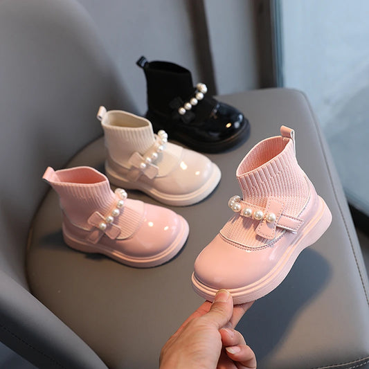 Girls Ankle Boots - Toddler Boot Wedges With Fly Woven Design & Rubber Outsole - ZOOMNSTORE