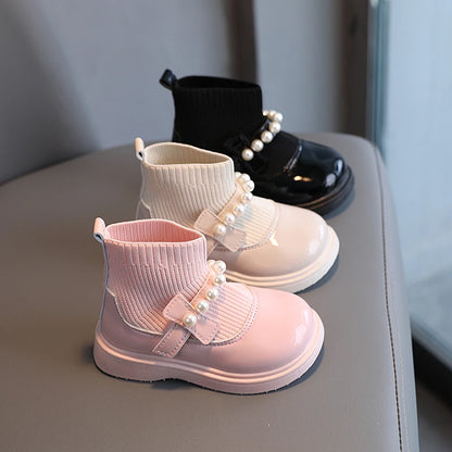 Girls Ankle Boots - Toddler Boot Wedges With Fly Woven Design & Rubber Outsole - ZOOMNSTORE