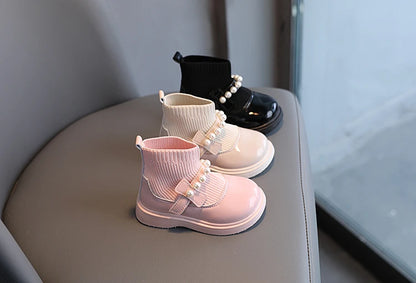 Girls Ankle Boots - Toddler Boot Wedges With Fly Woven Design & Rubber Outsole - ZOOMNSTORE