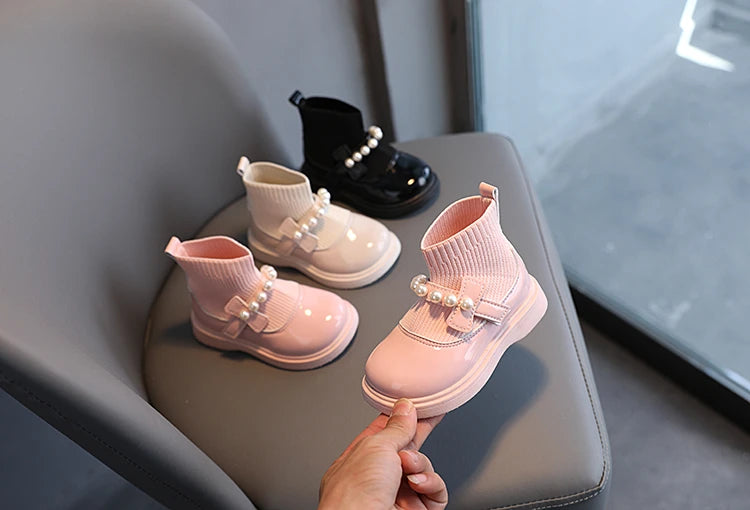 Girls Ankle Boots - Toddler Boot Wedges With Fly Woven Design & Rubber Outsole - ZOOMNSTORE