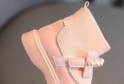 Girls Ankle Boots - Toddler Boot Wedges With Fly Woven Design & Rubber Outsole - ZOOMNSTORE