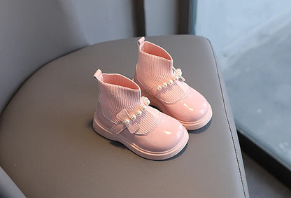 Girls Ankle Boots - Toddler Boot Wedges With Fly Woven Design & Rubber Outsole - ZOOMNSTORE