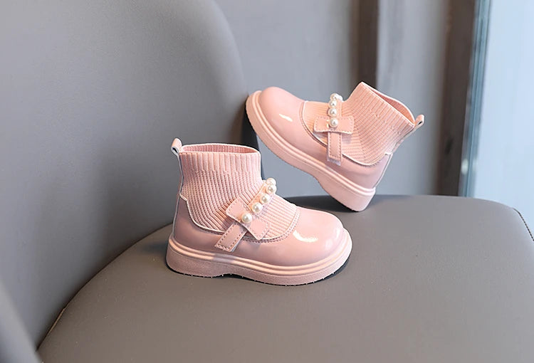 Girls Ankle Boots - Toddler Boot Wedges With Fly Woven Design & Rubber Outsole - ZOOMNSTORE