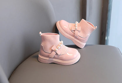 Girls Ankle Boots - Toddler Boot Wedges With Fly Woven Design & Rubber Outsole - ZOOMNSTORE