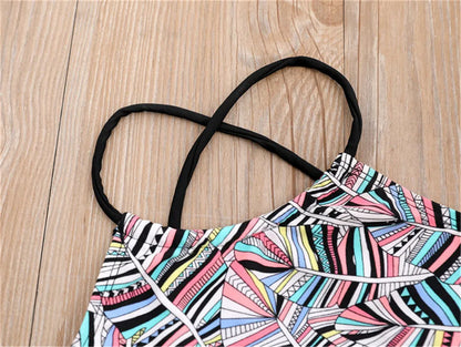 Girls Bikini Set - Floral Print Kids Swimwear Two Piece Adjustable Strap Summer Bathing Suit - ZOOMNSTORE