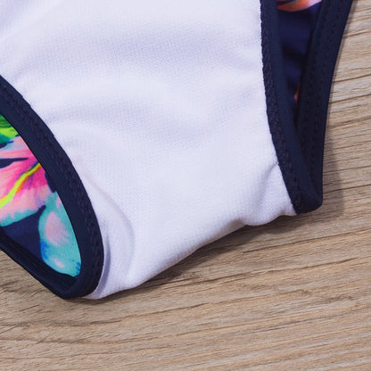 Girls Bikini Set - Floral Print Kids Swimwear Two Piece Adjustable Strap Summer Bathing Suit - ZOOMNSTORE