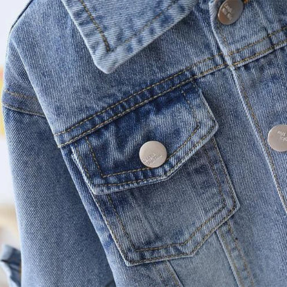 Girls Cartoon Daisy Denim Jacket - Casual Spring Autumn Outerwear 2-7 Years - ZOOMNSTORE