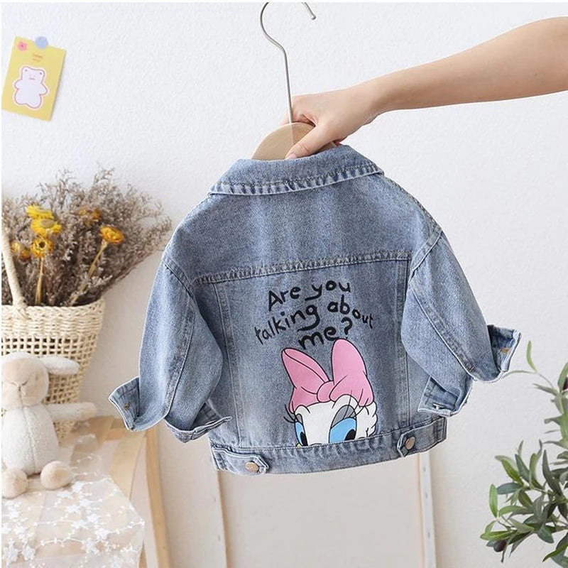 Girls Cartoon Daisy Denim Jacket - Casual Spring Autumn Outerwear 2-7 Years - ZOOMNSTORE