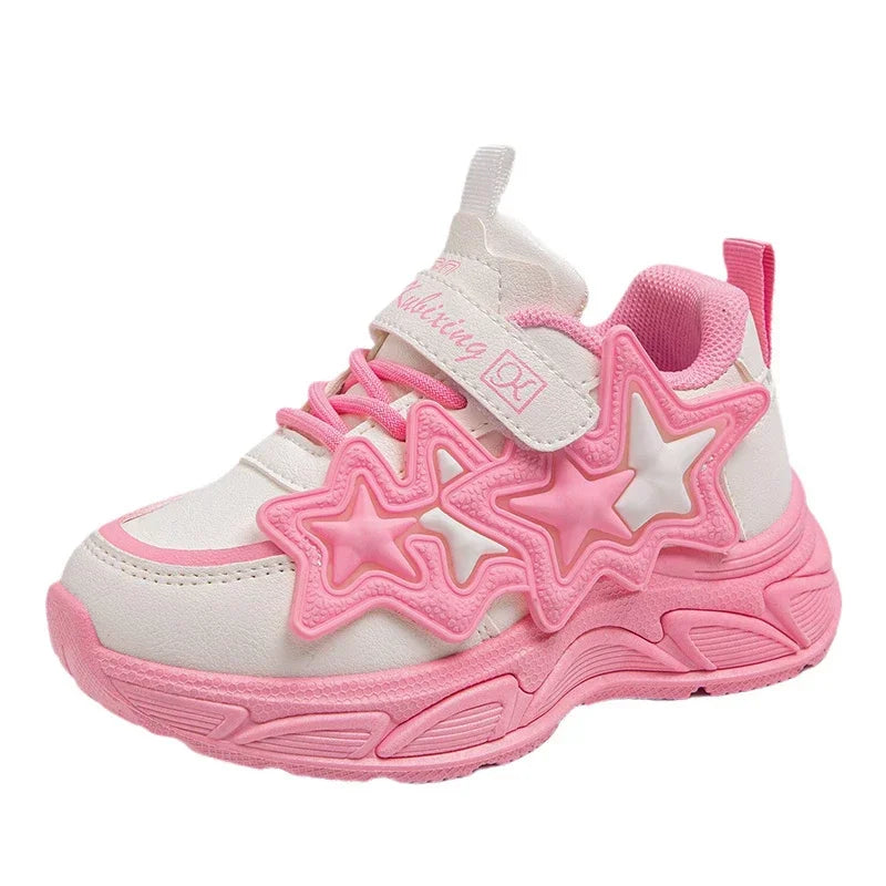 Girls Casual Running Sneakers - Fashionable Breathable Sports Shoes with Stars - ZOOMNSTORE