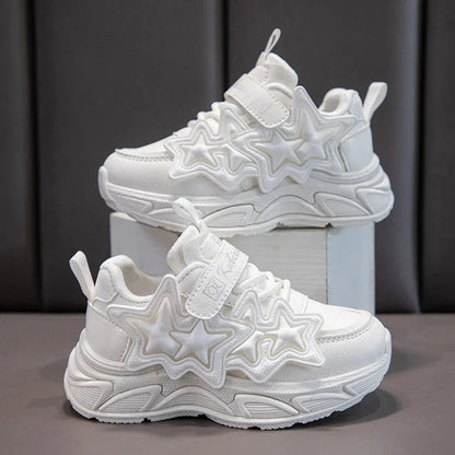 Girls Casual Running Sneakers - Fashionable Breathable Sports Shoes with Stars - ZOOMNSTORE