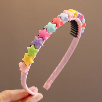2023 New Girls Lovely Sweet Heart Star Colors Flower Hairbands Headwears Children Cute Hair Hoop Headbands Kids Hair Accessories - ZOOMNSTORE