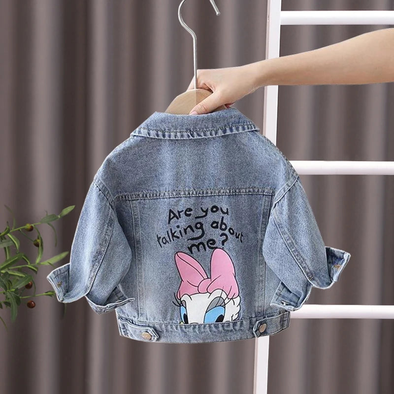 Girls Cartoon Daisy Denim Jacket - Casual Spring Autumn Outerwear 2-7 Years - ZOOMNSTORE
