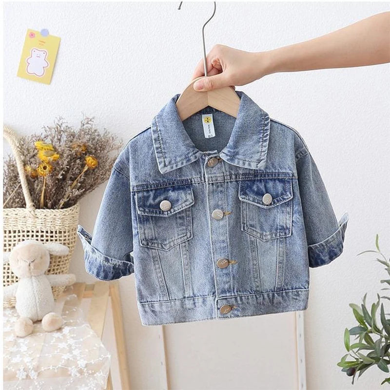 Girls Cartoon Daisy Denim Jacket - Casual Spring Autumn Outerwear 2-7 Years - ZOOMNSTORE