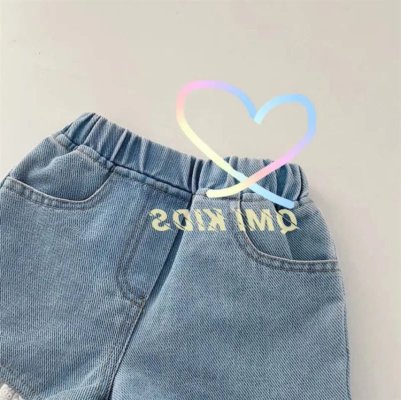 Girls Denim Shorts - Lightweight Summer Casual Kids Shorts with Elastic Waist - ZOOMNSTORE