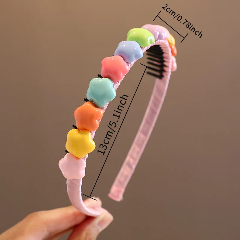 2023 New Girls Lovely Sweet Heart Star Colors Flower Hairbands Headwears Children Cute Hair Hoop Headbands Kids Hair Accessories - ZOOMNSTORE