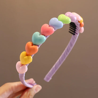 2023 New Girls Lovely Sweet Heart Star Colors Flower Hairbands Headwears Children Cute Hair Hoop Headbands Kids Hair Accessories - ZOOMNSTORE