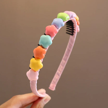 2023 New Girls Lovely Sweet Heart Star Colors Flower Hairbands Headwears Children Cute Hair Hoop Headbands Kids Hair Accessories - ZOOMNSTORE