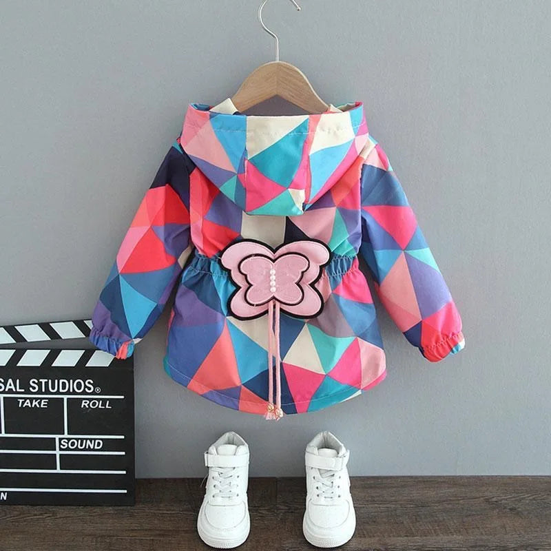 Hooded Rabbit Girls Windbreaker Jacket - Spring Autumn Baby Coat Birthday Gift for Ages 1-6 - ZOOMNSTORE