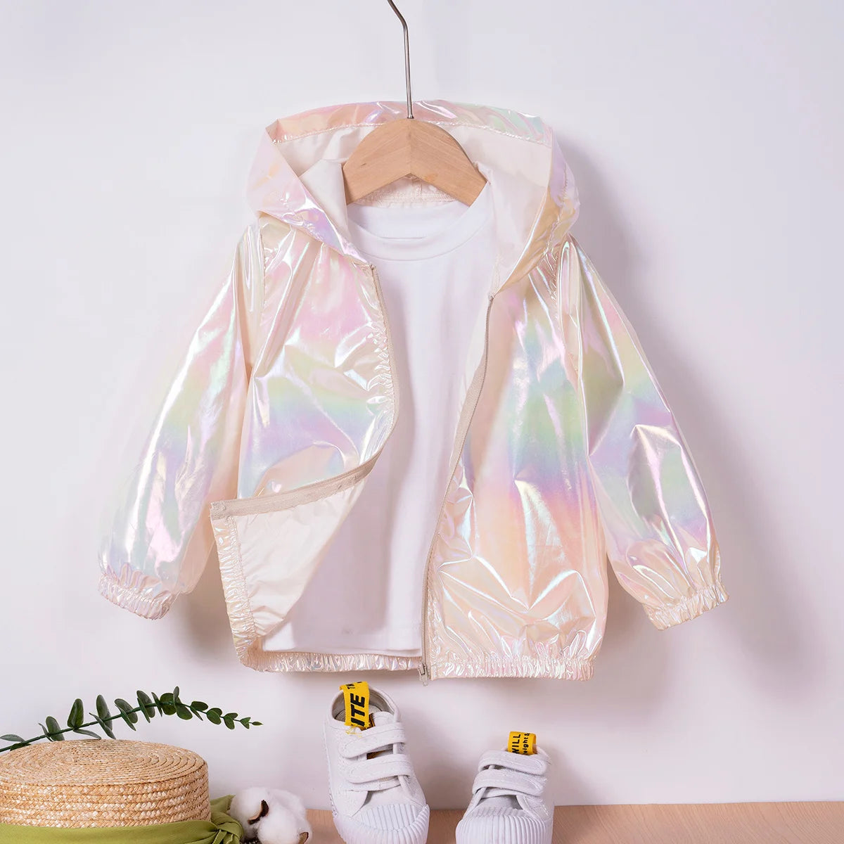 Girls Pearl Hooded Jacket - Trendy Zipper Spring Autumn Coat 0-6Y - ZOOMNSTORE