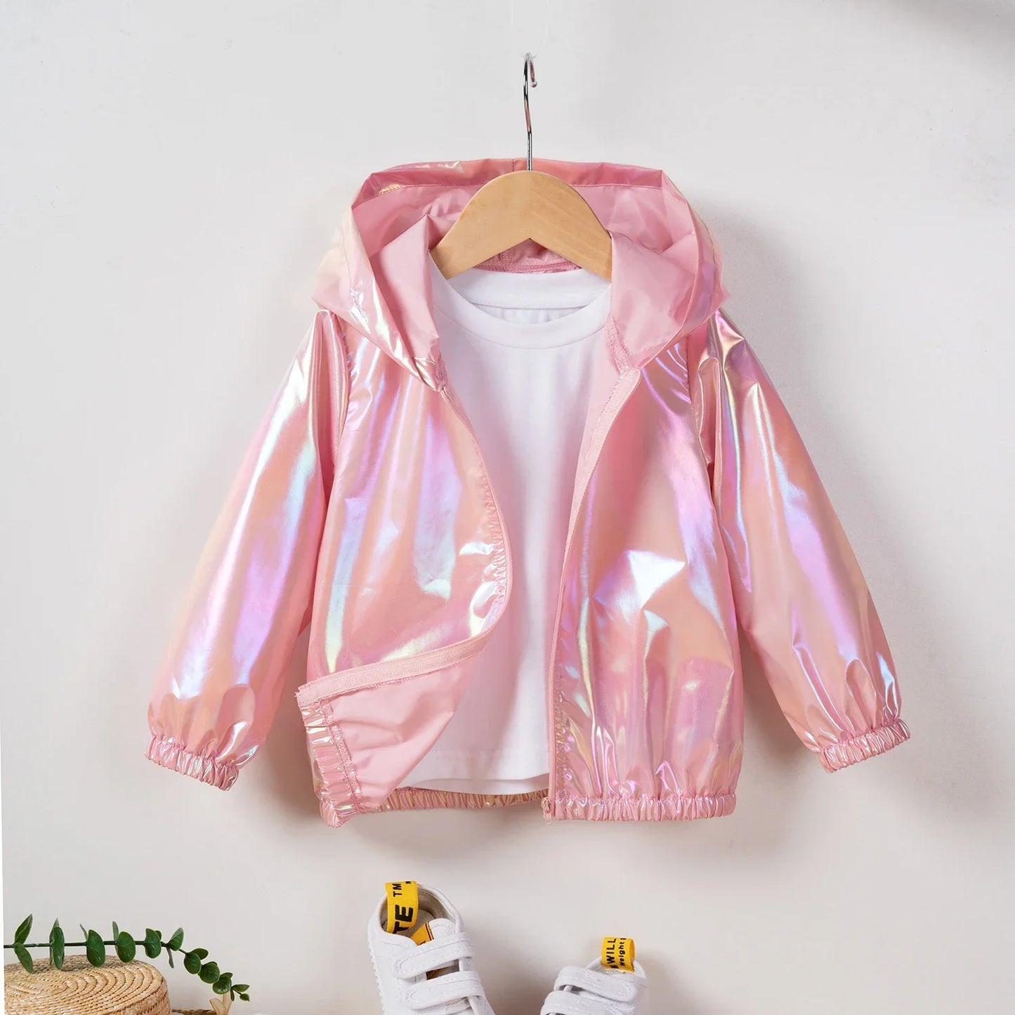 Girls Pearl Hooded Jacket - Trendy Zipper Spring Autumn Coat 0-6Y - ZOOMNSTORE