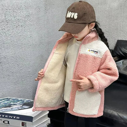 Girls Lamb Wool Jackets - Warm Autumn Winter Coats for Kids - ZOOMNSTORE