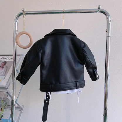 Girls Leather Jacket - Kids Casual Outerwear With Zipper Closure | Fashion Short Lapel Coat - ZOOMNSTORE