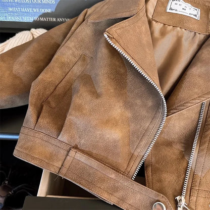 Girls Leather Jacket - Spring Autumn Stain Resistant Outerwear Ages 2-8 - ZOOMNSTORE