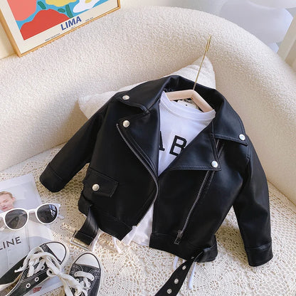 Girls Leather Jackets - Autumn Fashion Coats for Ages 2-8 - ZOOMNSTORE