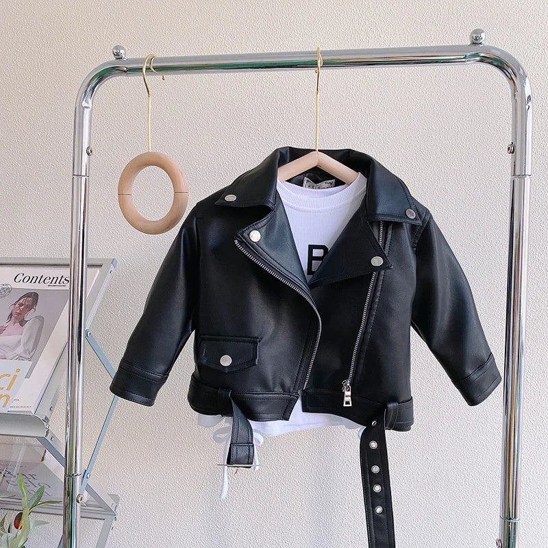 Girls Leather Jackets - Autumn Fashion Coats for Ages 2-8 - ZOOMNSTORE