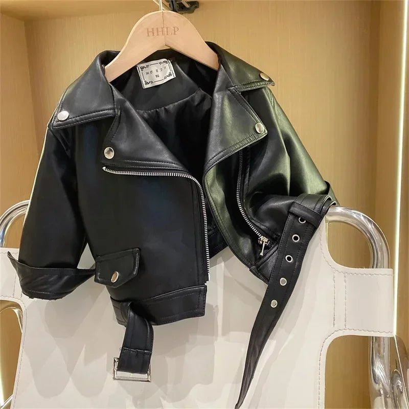 Girls Leather Jacket - Spring Fashion Outerwear for Ages 2-8 - ZOOMNSTORE