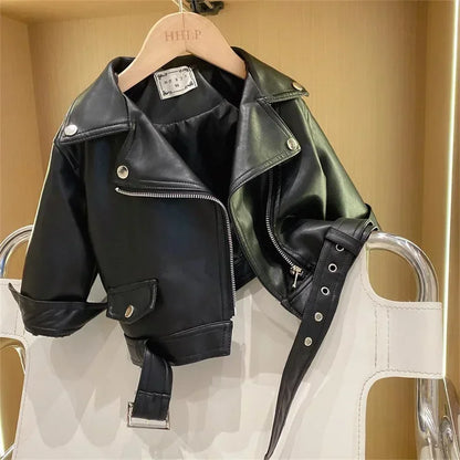 Girls Leather Jacket - Spring Fashion Outerwear for Ages 2-8 - ZOOMNSTORE