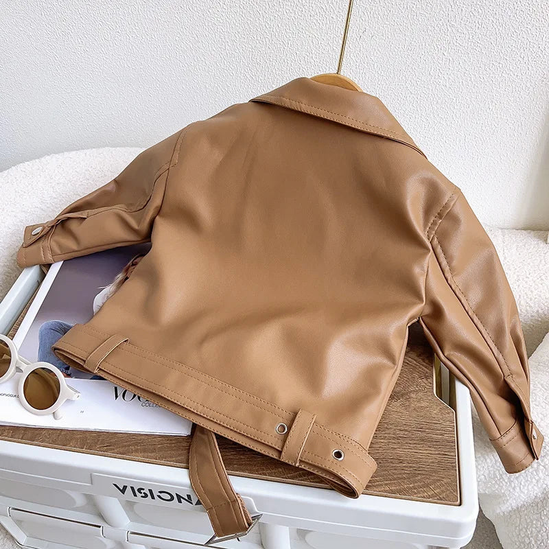 Girls Leather Jackets - Autumn Fashion Coats for Ages 2-8 - ZOOMNSTORE