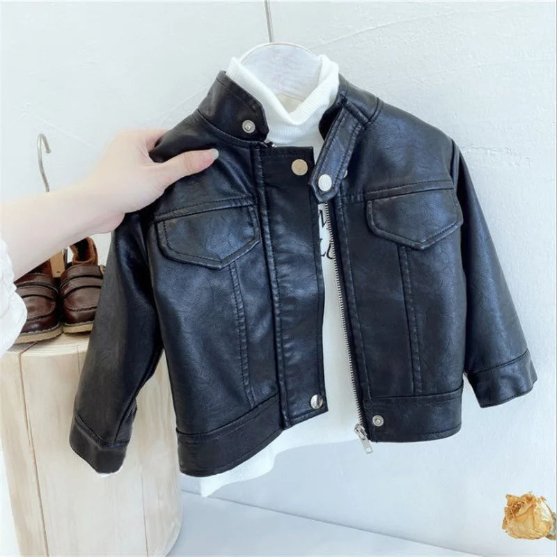 Girls Leather Jackets - Autumn Fashion Coats for Ages 2-8 - ZOOMNSTORE