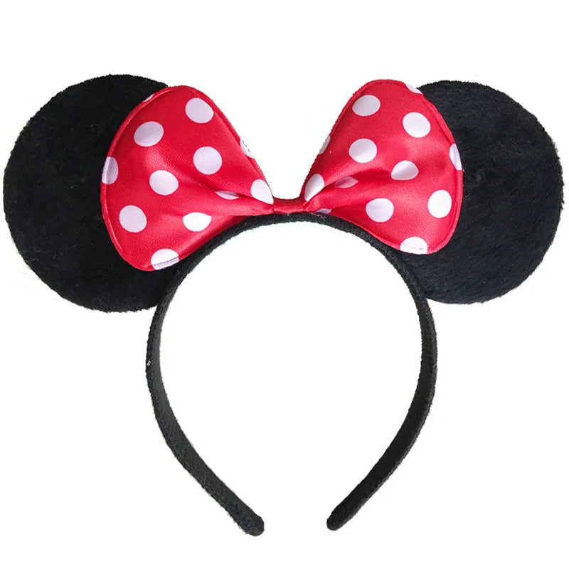 Girls Cute Mickyy Dress Up Ear Headband Hair Ornament Mouse Black Red Pink Headband Minnie Bow Korean Headband Headband Clip - ZOOMNSTORE